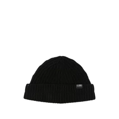 Mm6 Maison Margiela Ribbed-knit Logo-patch Beanie Hat In White