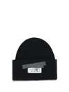 Mm6 Maison Margiela Ribbed Tape Cotton Beanie In Black