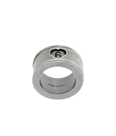 Mm6 Maison Margiela Heart-shape Frame Ring In Gray