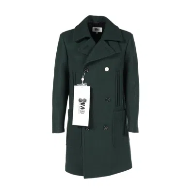 Mm6 Maison Margiela Heavy Felt Coat Oversize Chester Coat Wool Dark Green