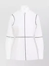 Mm6 Maison Margiela Stand-up Collar Off-white Cotton Shirt With Geometric Stripes In White