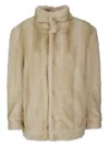 Mm6 Maison Margiela High-collar Synthetic Fur Jacket In Neutral