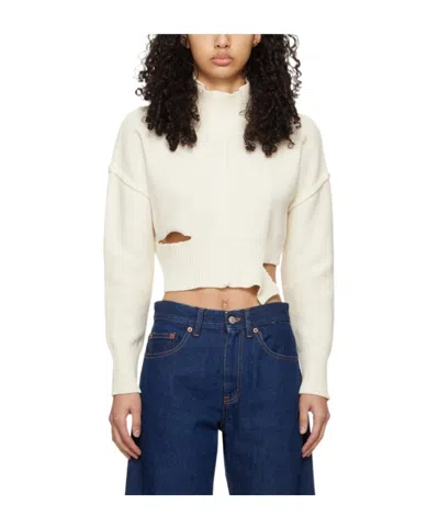 Mm6 Maison Margiela High-neck Cut-out Jumper In White