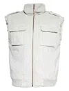 Mm6 Maison Margiela Mm6 By Maison Margiela Stand Collar Off-white Sleeveless Vest With Zip Pockets In Gray