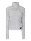 Mm6 Maison Margiela High-neck Fluffy Sweater In Gray