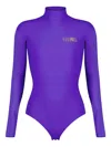 Mm6 Maison Margiela High-neck Graphic Bodysuit In Purple