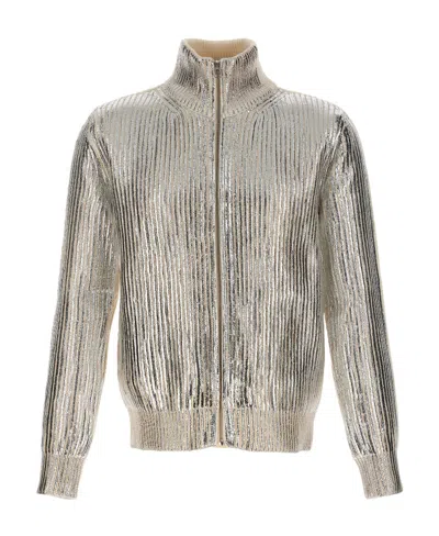 Mm6 Maison Margiela High-neck Laminated-finish Jacket In Nude