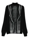 Mm6 Maison Margiela High-neck Panelled Sweater In Black