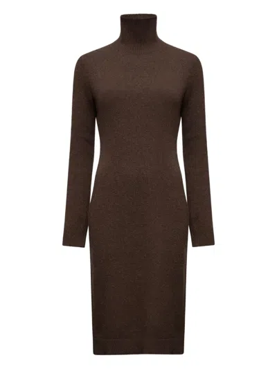Mm6 Maison Margiela High-neck Ribbed Dress In Brown