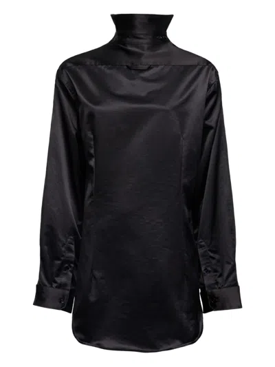 Mm6 Maison Margiela High-neck Satin Dress In Black