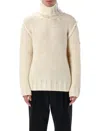 Mm6 Maison Margiela Mm6 By Maison Margiela Knit Turtleneck Sweater With Logo Patch In Neutral