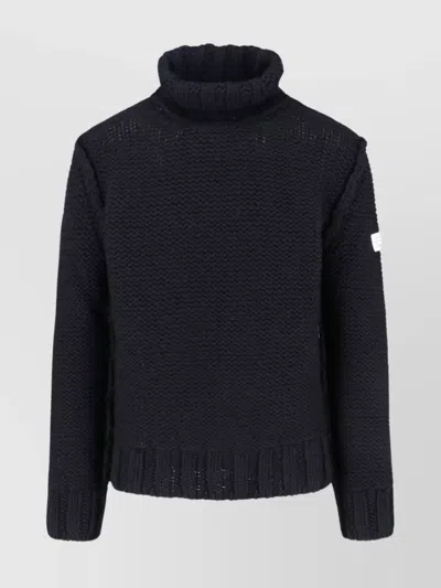MM6 MAISON MARGIELA HIGH NECK TEXTURED KNIT CREWNECK SWEATER