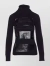 Mm6 Maison Margiela High Neck Turtleneck Sweater With Glossy Panels In Black