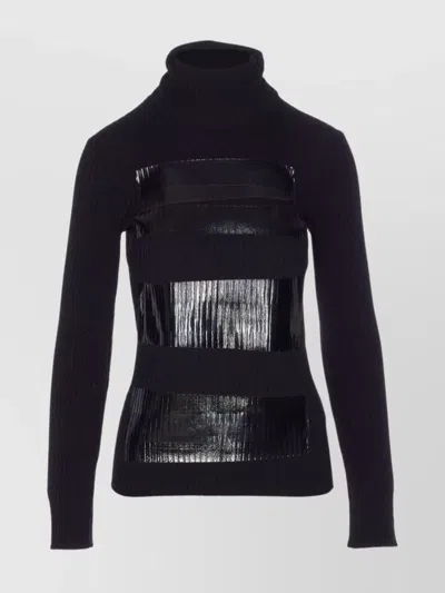 MM6 MAISON MARGIELA HIGH NECK TURTLENECK SWEATER WITH GLOSSY PANELS