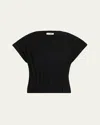 Mm6 Maison Margiela High-neck Wide Ribbed Top In Black