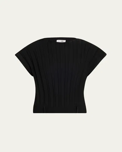 Mm6 Maison Margiela High-neck Wide Ribbed Top In Black