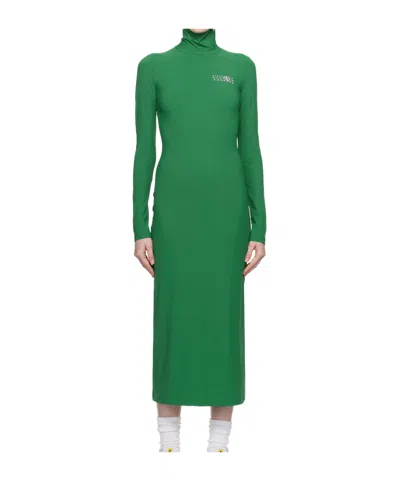 Mm6 Maison Margiela High-necked Dress In Green