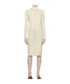 Mm6 Maison Margiela Off-white Turtleneck Midi Dress In Nude
