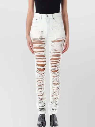 MM6 MAISON MARGIELA HIGH WAIST DISTRESSED DENIM TROUSERS