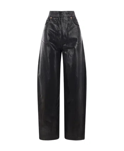 Mm6 Maison Margiela High-waist Faux-leather Jeans In Black