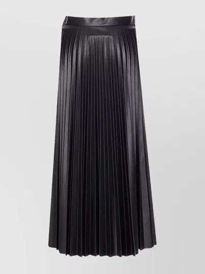 Mm6 Maison Margiela High Waist Leather Look Pleated Midi Skirt In Black