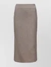 Mm6 Maison Margiela High Waist Midi Skirt With Back Slit In Brown