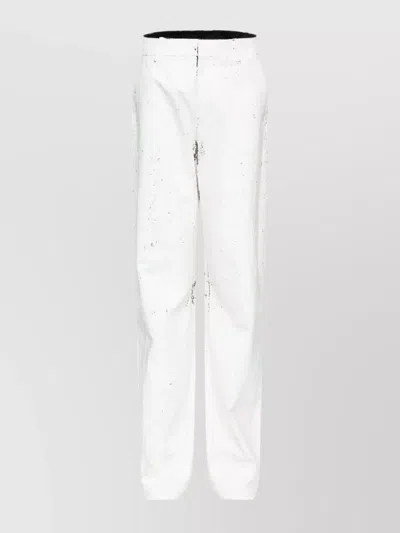 Mm6 Maison Margiela High Waist Straight Leg Trousers In White