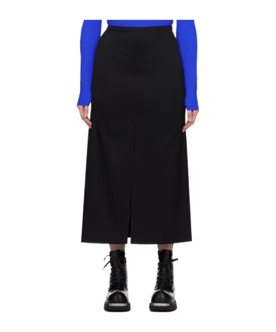Mm6 Maison Margiela High-waist Twill Midi Skirt In Black