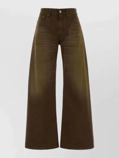 Mm6 Maison Margiela High Waist Wide Leg Denim Jeans In Brown