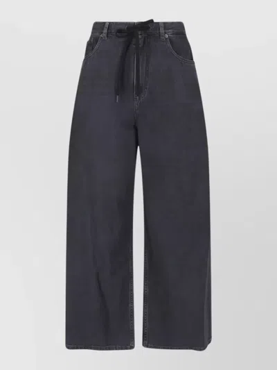 Mm6 Maison Margiela High Waist Wide Leg Denim Pants Pockets In Gray