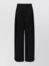 Mm6 Maison Margiela High Waist Wide Leg Trousers With Belt Loops And Side Pockets In Black