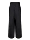 Mm6 Maison Margiela Mm6 By Maison Margiela High-waisted Black Canvas Pareo Trousers With Adjustable Tie