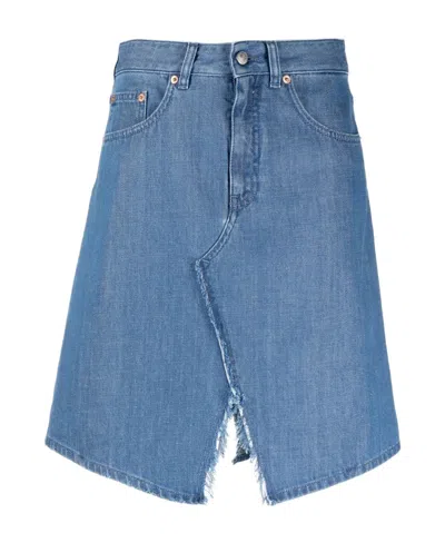 Mm6 Maison Margiela High-waisted Denim Skirt In Blue