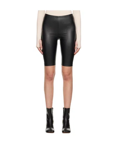 Mm6 Maison Margiela High-waisted Faux Leather Leggings In Black