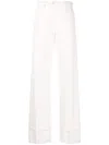 Mm6 Maison Margiela High-waisted Flared Trousers In White