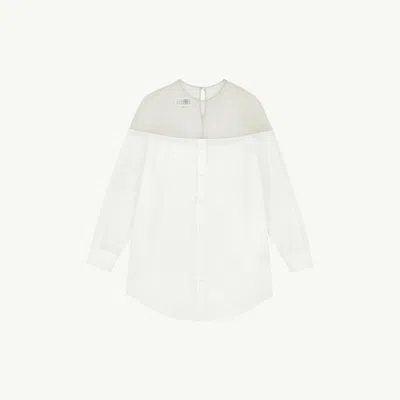 Mm6 Maison Margiela High-cut Cotton Poplin Shirt In White
