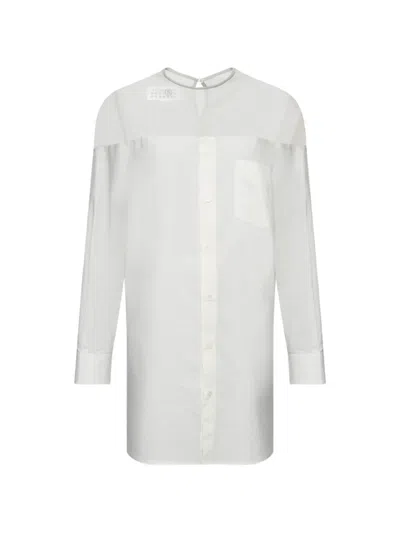 Mm6 Maison Margiela High-cut Cuffed Cotton Shirt In White