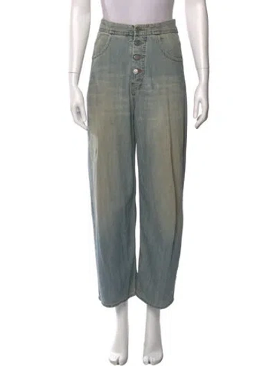 Pre-owned Mm6 Maison Margiela High-rise Wide Leg Jeans In Green