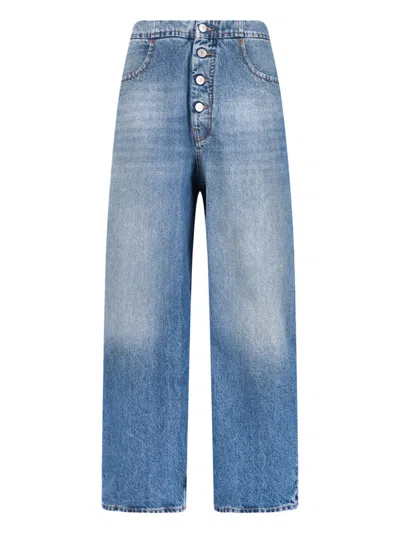 Mm6 Maison Margiela High-rise Wide-leg Button-fly Jeans In Blue