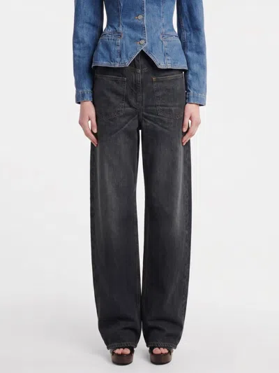 Mm6 Maison Margiela High-waisted Baggy Denim Jeans With Side Zip Closure In Black