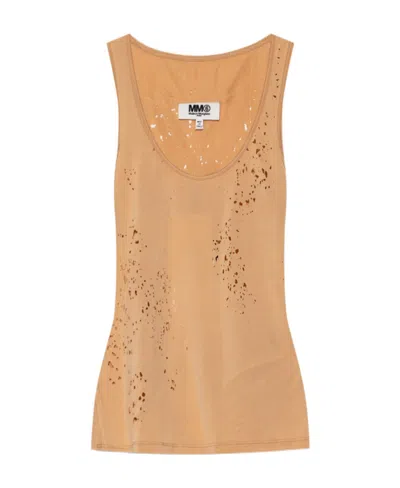 Mm6 Maison Margiela Hole-detail Tank Top In Nude