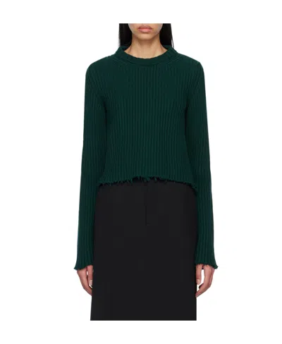 Mm6 Maison Margiela Hollowed-out Knitted Sweater In Black