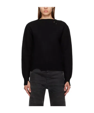 Mm6 Maison Margiela Hollowed-out Wool Sweater In Black