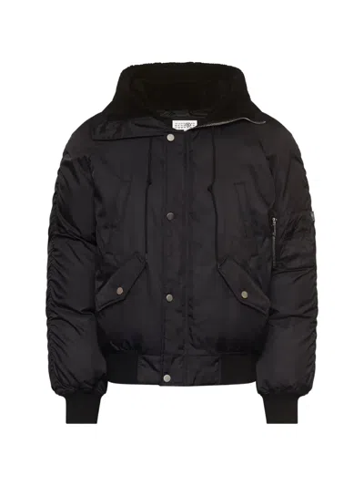 Mm6 Maison Margiela Hooded Bomber Jacket In Black