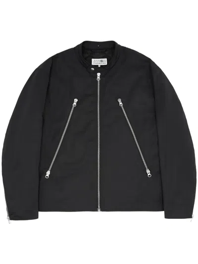 Mm6 Maison Margiela Baseball-collar Bomber Jacket In Black
