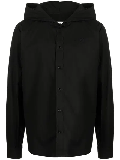 Mm6 Maison Margiela Hooded Cotton Shirt In Black