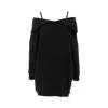 Mm6 Maison Margiela Mm6 By Maison Margiela Off-shoulder Black Sweatshirt Dress With Cozy Hood In Black