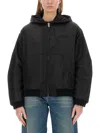 Mm6 Maison Margiela Mm6 By Maison Margiela Cropped Hooded Jacket With Ribbed Cuffs In Black