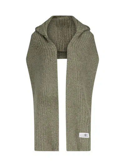 Mm6 Maison Margiela Hooded Knit Scarf In Green