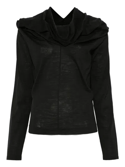 Mm6 Maison Margiela Hooded Long-sleeve Jumper In Black